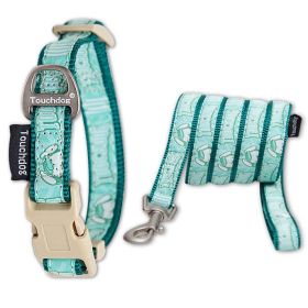 'Funny Bun' Tough Stitched Embroidered Collar & Leash (Color: Green, Size: Medium)