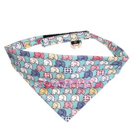 'Bad-to-the-Bone' Elephant Patterned  Velcro Bandana (Color: Aqua, Size: Small)