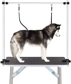 Dog Grooming Table Adjustable Portable w/Arm & Noose & Mesh Tray (Color: as Pic)