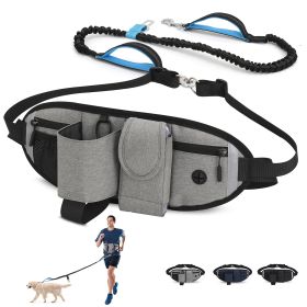 Hands Free Dog Leash with Waist Bag w/ Car Seatbelt Buckle (Leash: 1 dog, Color: Grey)