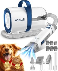 Dog Hair Vacuum & Grooming Kit,Clipper Nail Grinder, Dust Cup (Color: Blue)