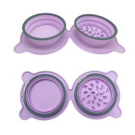 Dog Folding Silicone Bowl (Color: Purple)