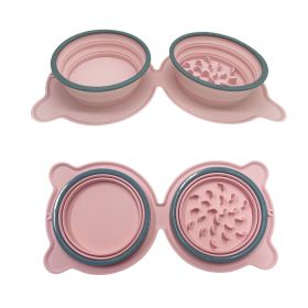 Dog Folding Silicone Bowl (Color: Pink\)