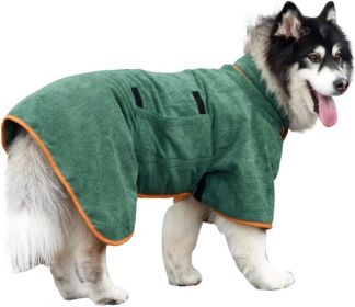 Green Microfiber Supper Absorbent Dog Towel, Bathrobe (Size: XL)