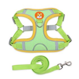 Harnesses & Leash Set; Chest Strap Vest Dog Reflective Towing Rope (Specification (L * W): L, Colour: green)