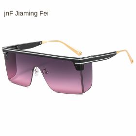 one-piece rimmed personality letters Cross border sunglasses (Colour: C9 black frame graying powder tablet)