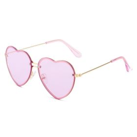 Lovely love cut edge rimless sunglasses (Colour: Gold framed purple tablet)