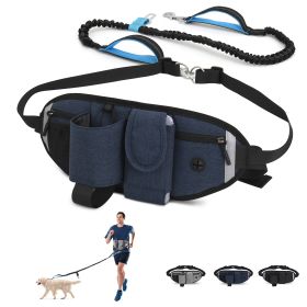 Hands Free Dog Leash with Waist Bag w/ Car Seatbelt Buckle (Leash: 1 dog, Color: Blue)