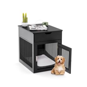 2-In-1 Dog House with Drawer & Wired Wireless Charging (Color: Black)