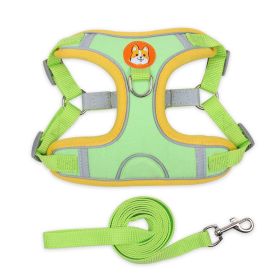 Harnesses & Leash Set; Chest Strap Vest Dog Reflective Towing Rope (Specification (L * W): S, Colour: green)