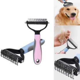 Large Fur Knot Cutter Dog Double SIded Shedding Comb/Brush (Color: Blue)