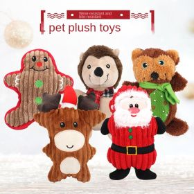 Christmas cartoon chew toy plush- voice molar bite-resistant (Color: Benben Bear)